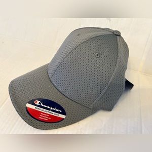 New Men's Champion Adjustable GRAY Retro Style Mesh Baseball Cap OSFA